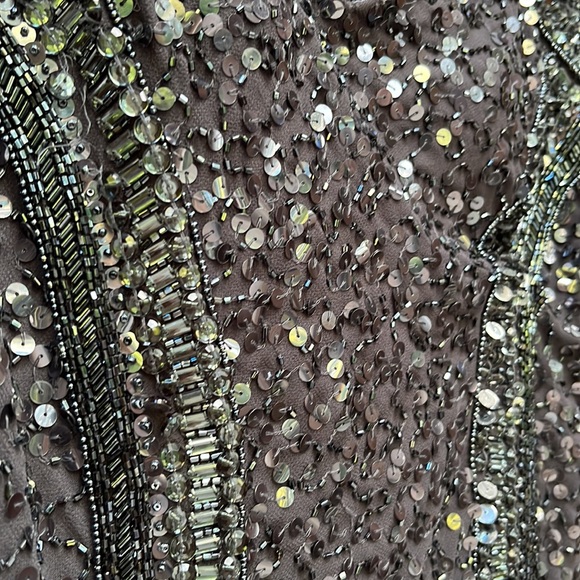 Cache Charcoal Grey Beaded Gown Sz 8 - Picture 6 of 10